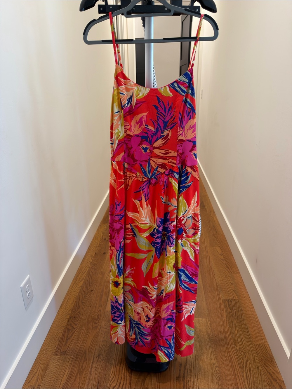 MSK Bright Floral Red Maxi One-Piece Dress